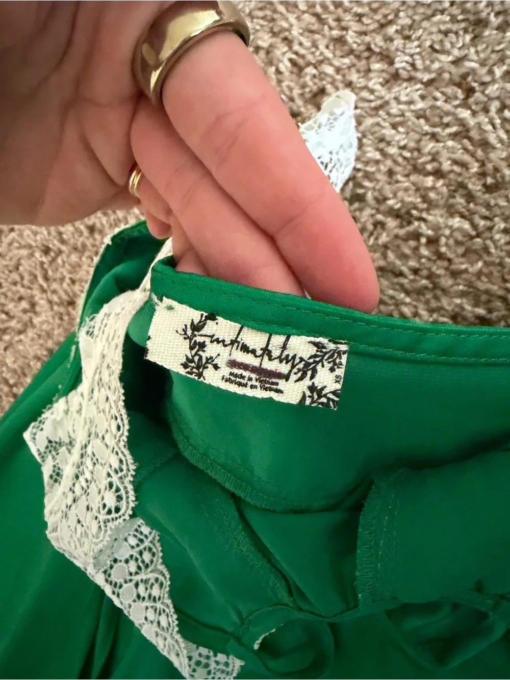 Free People Green Maxi Dress with White Lace Bodice